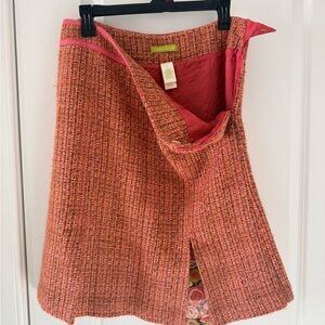 Sigrid Olsen Vibrant Orange Tweed A-Line Skirt